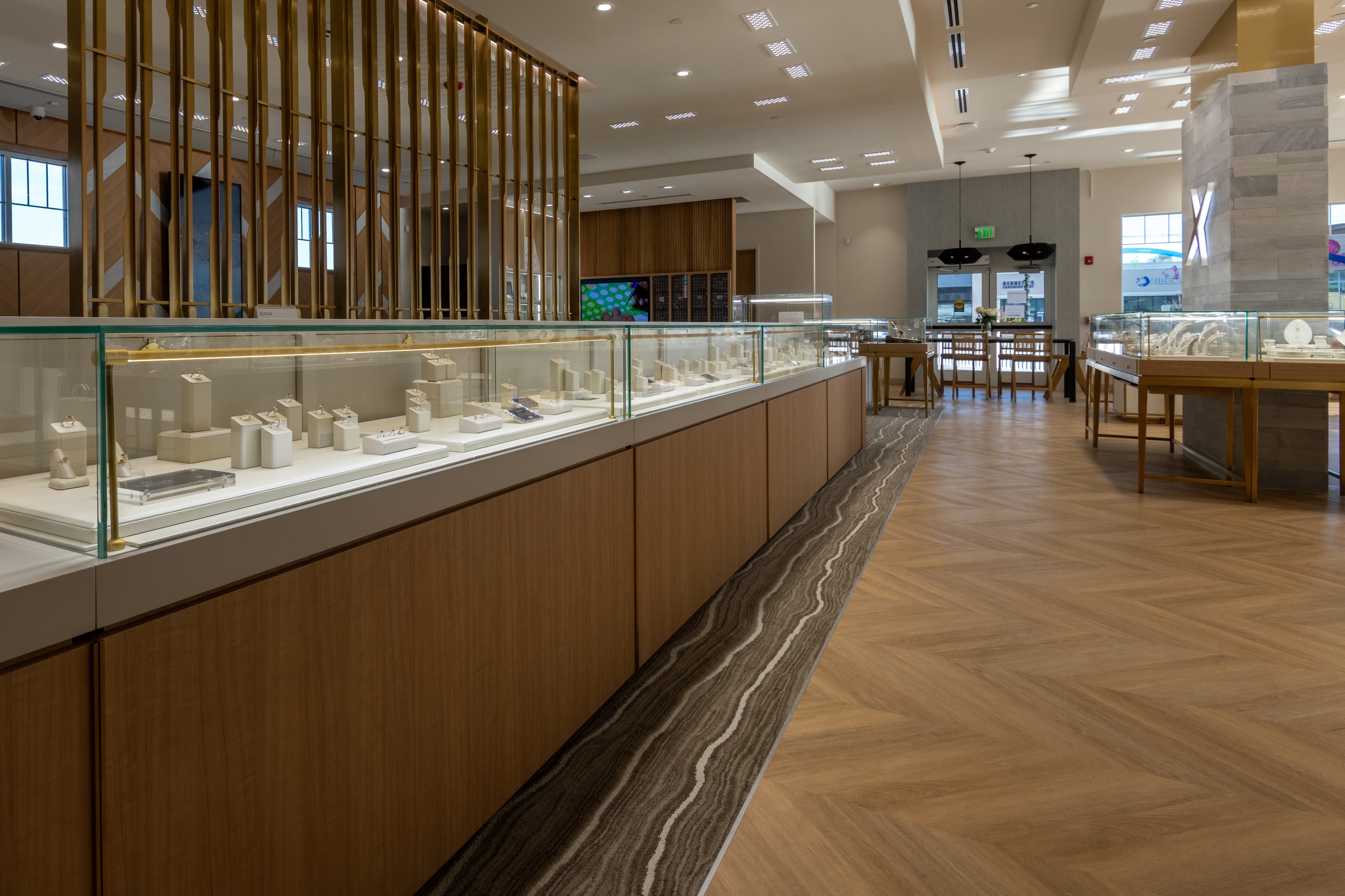 LUXA showroom counter with ambient lighting